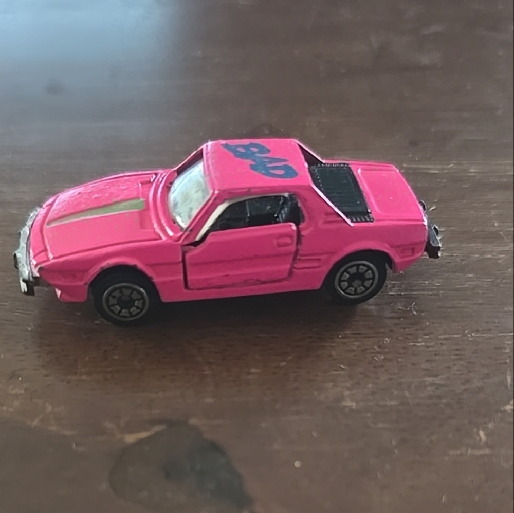 Vintage Tomica Hot Pink Fiat X1/9 "BAD" Rare Original Old Car Open Doors.